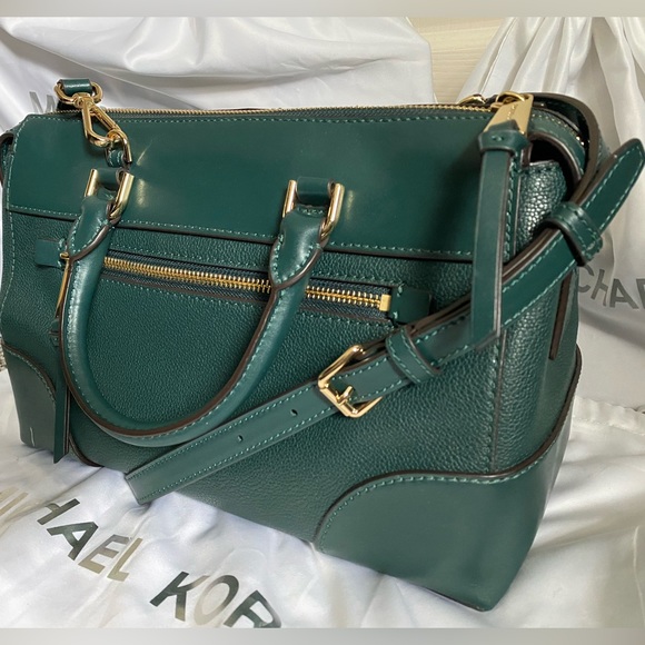 NEW Maya Pebbled Leather Satchel (in rare amazon green) - Picture 7 of 15